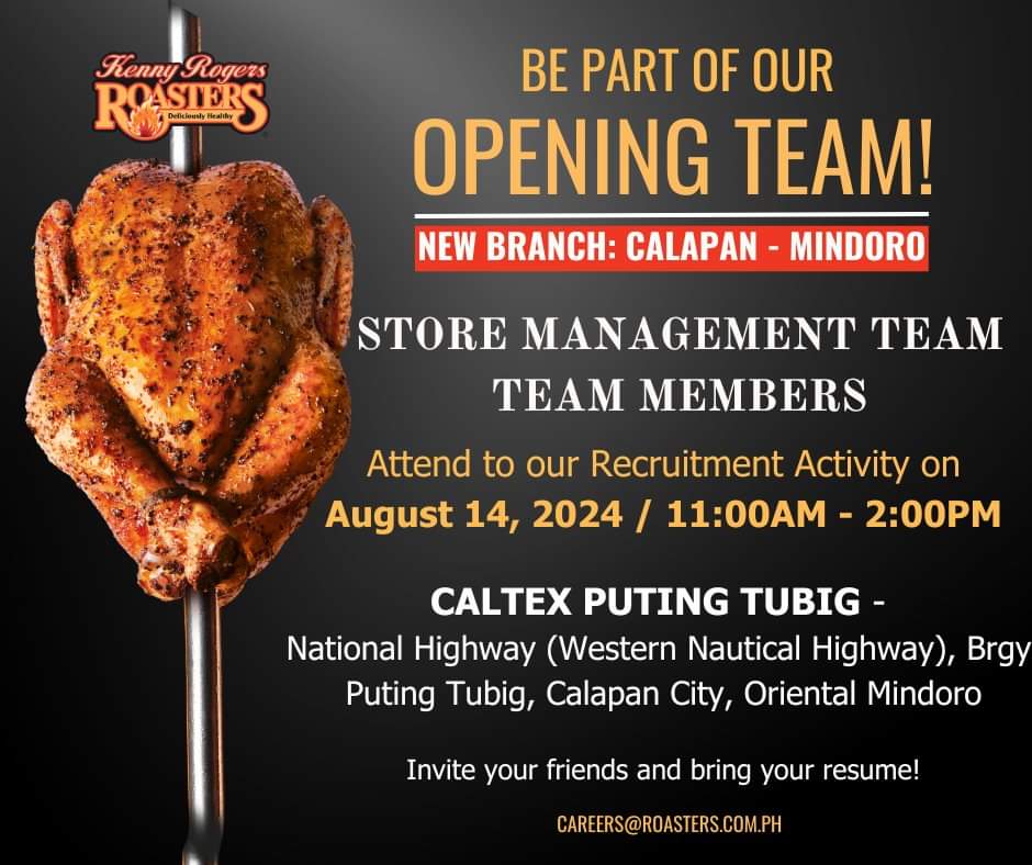 Kenny Rogers, Seattle’s Best Announce Hiring Events for New Calapan Branches