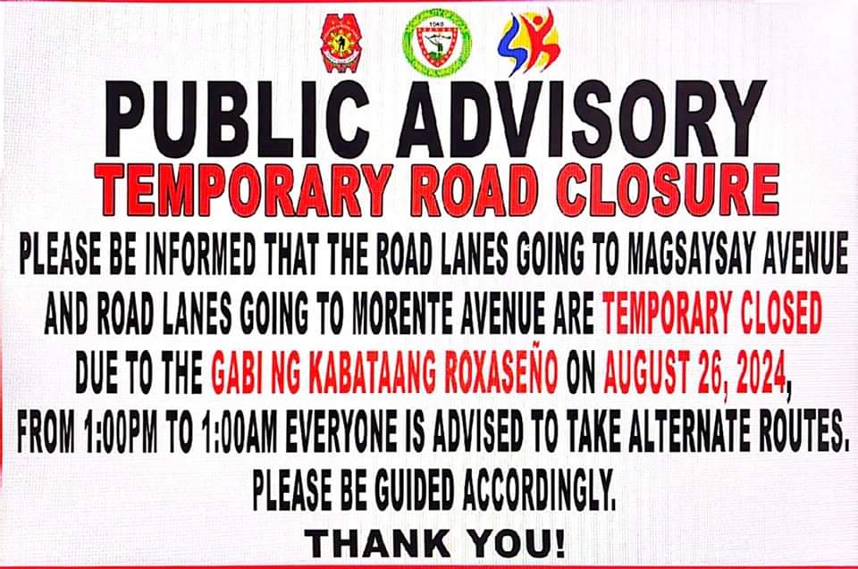 Road Closures Announced for Youth Festival in Roxas, Oriental Mindoro