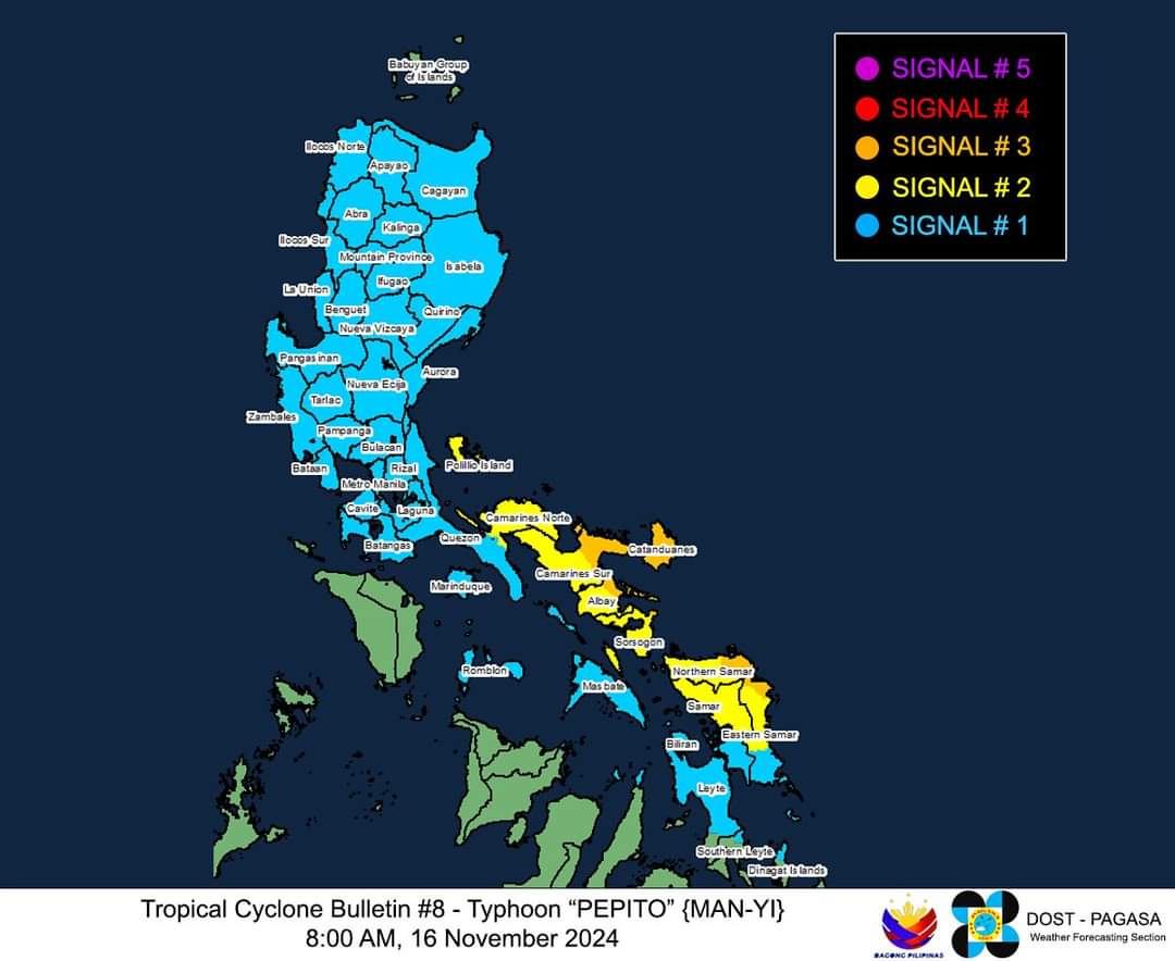 Romblon, Marinduque Under Storm Signal as Typhoon Pepito Might Spare Mindoro