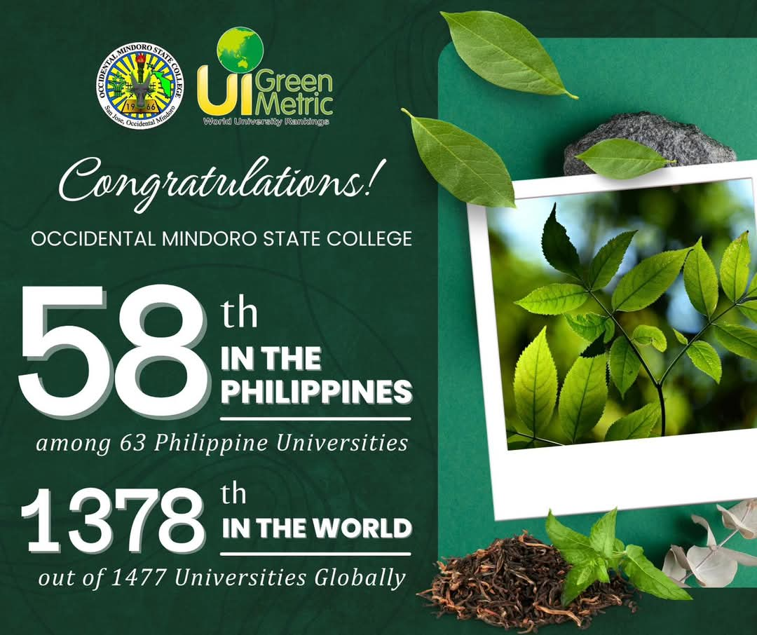 State College in Mindoro Ranks 58th in PH, 1378th Globally in UI GreenMetric World Rankings