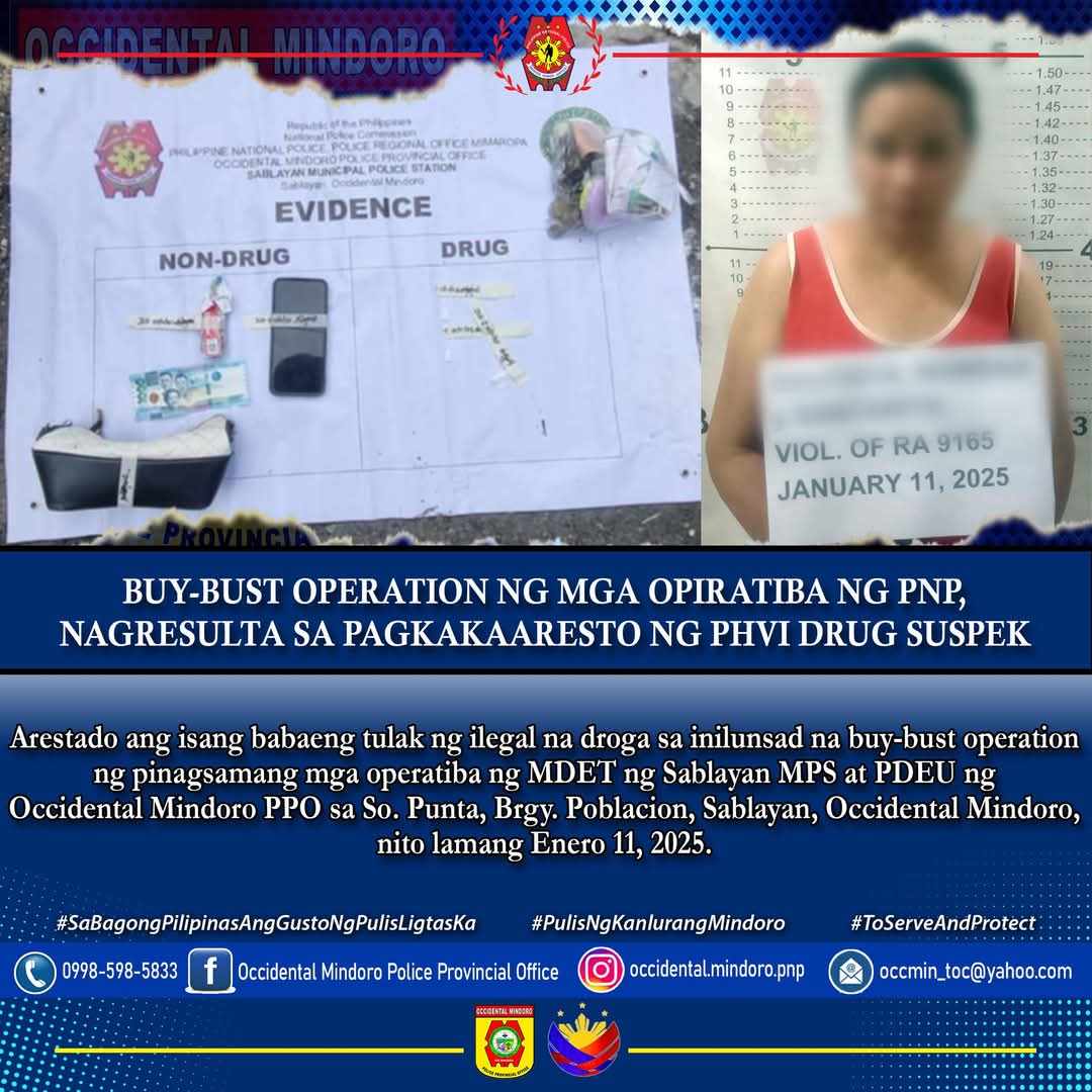 Female Drug Suspect Arrested in Sablayan Buy-bust Op