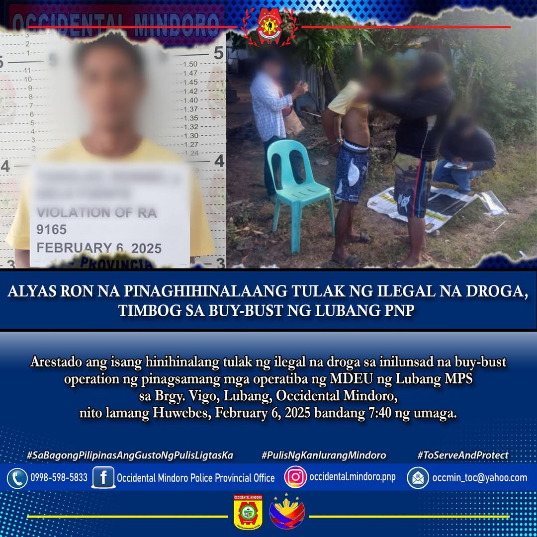 Police Arrest Suspected Drug Pusher in Lubang Island