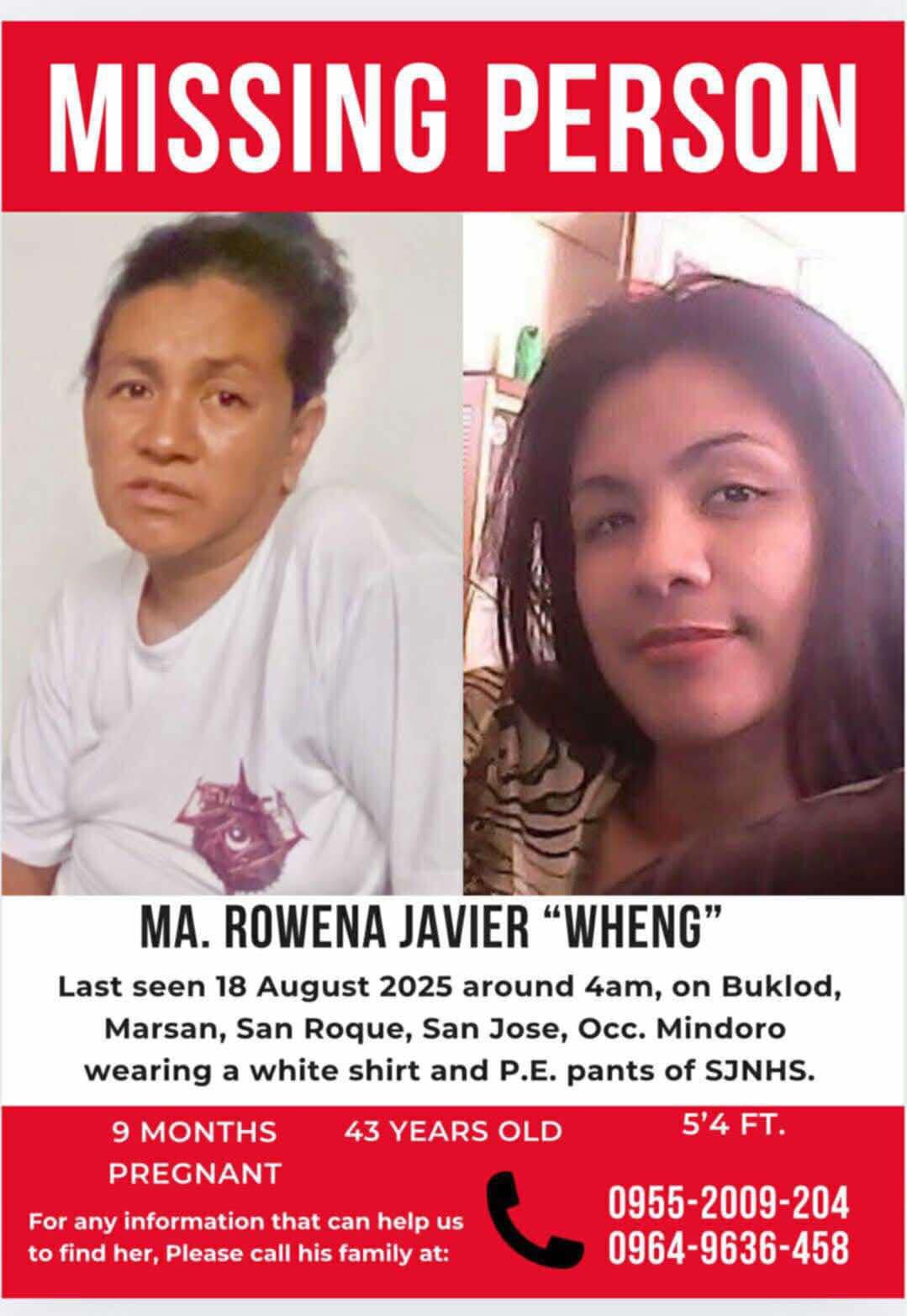 Missing pregnant woman found dead in Mindoro